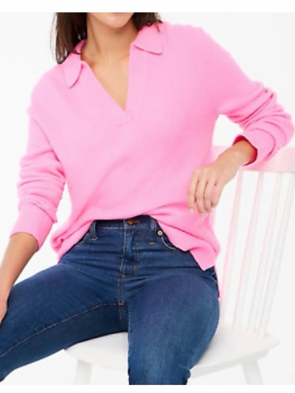 J. Crew Factory Sweater Polo Extra Soft Yarn
Neon Tulip Pink Size Small